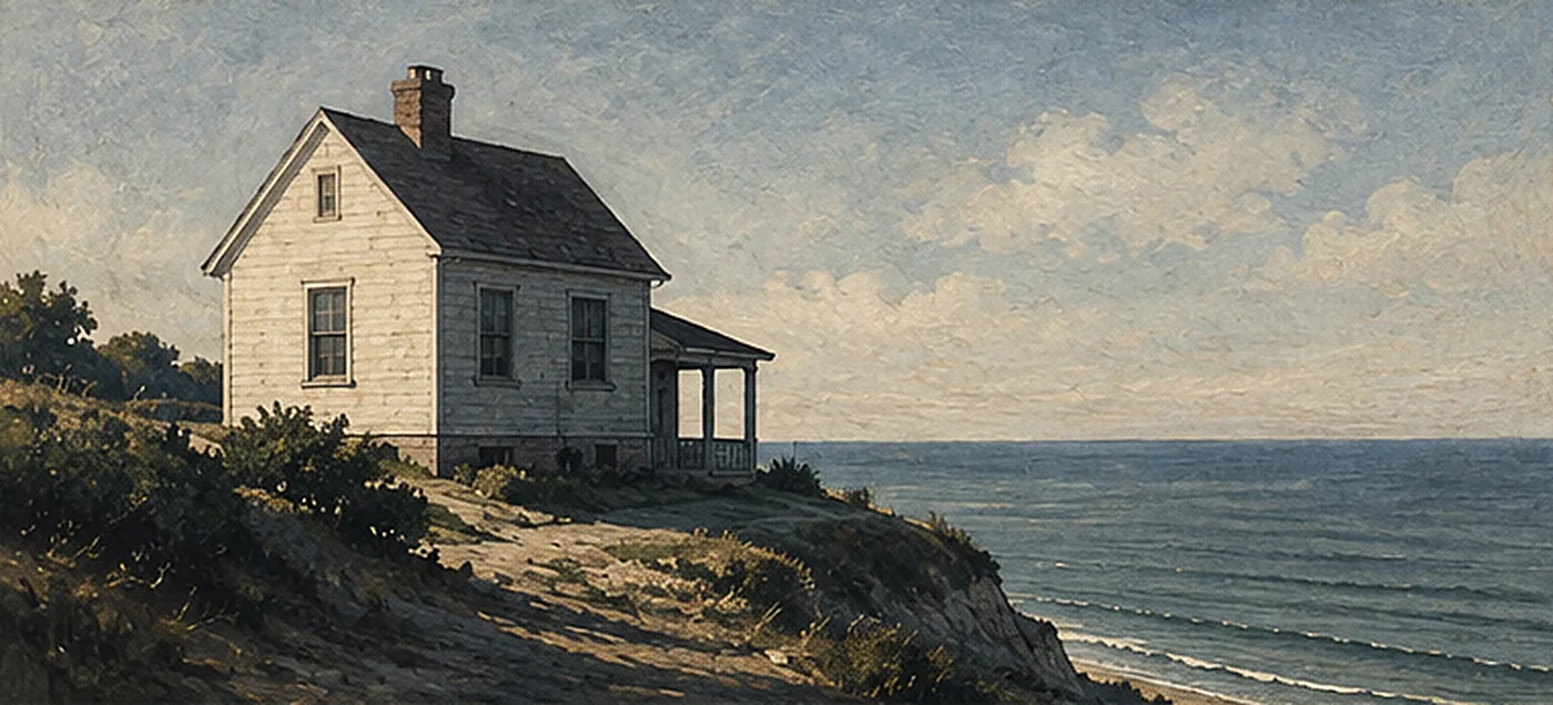 A painted house on a coastal bluff
